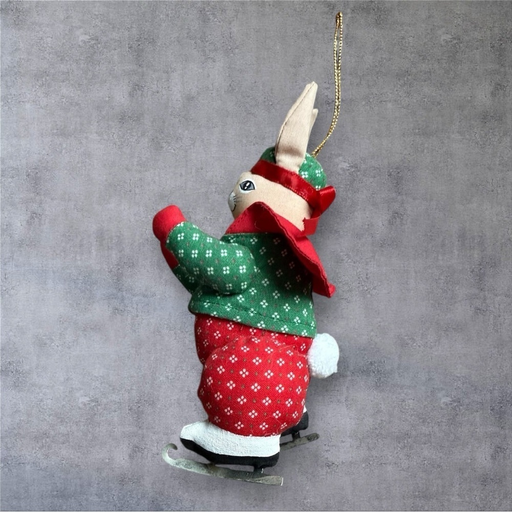 Vintage Fabric Ice Skate Rabbit Ornament - House of Hatten - Made in Philippines - Picture 4 of 7